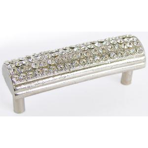 Emenee OR156-BS Premier Collection Rhinestone Domed Handle 3-3/8 inch x 1 inch in Bright Silver Radiance Series